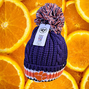 New 47 Clemson Tigers Orange and Purple Pom Pom Knit Hat
